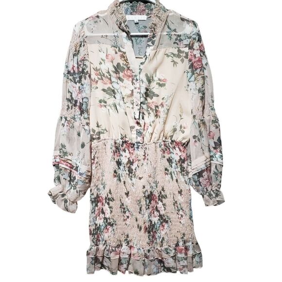 Karlie Floral Chiffon Smocked Dress Size‎ Small - Picture 1 of 9